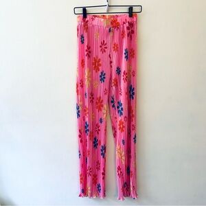 Bailey Rose pink floral pull on ribbed pants size small